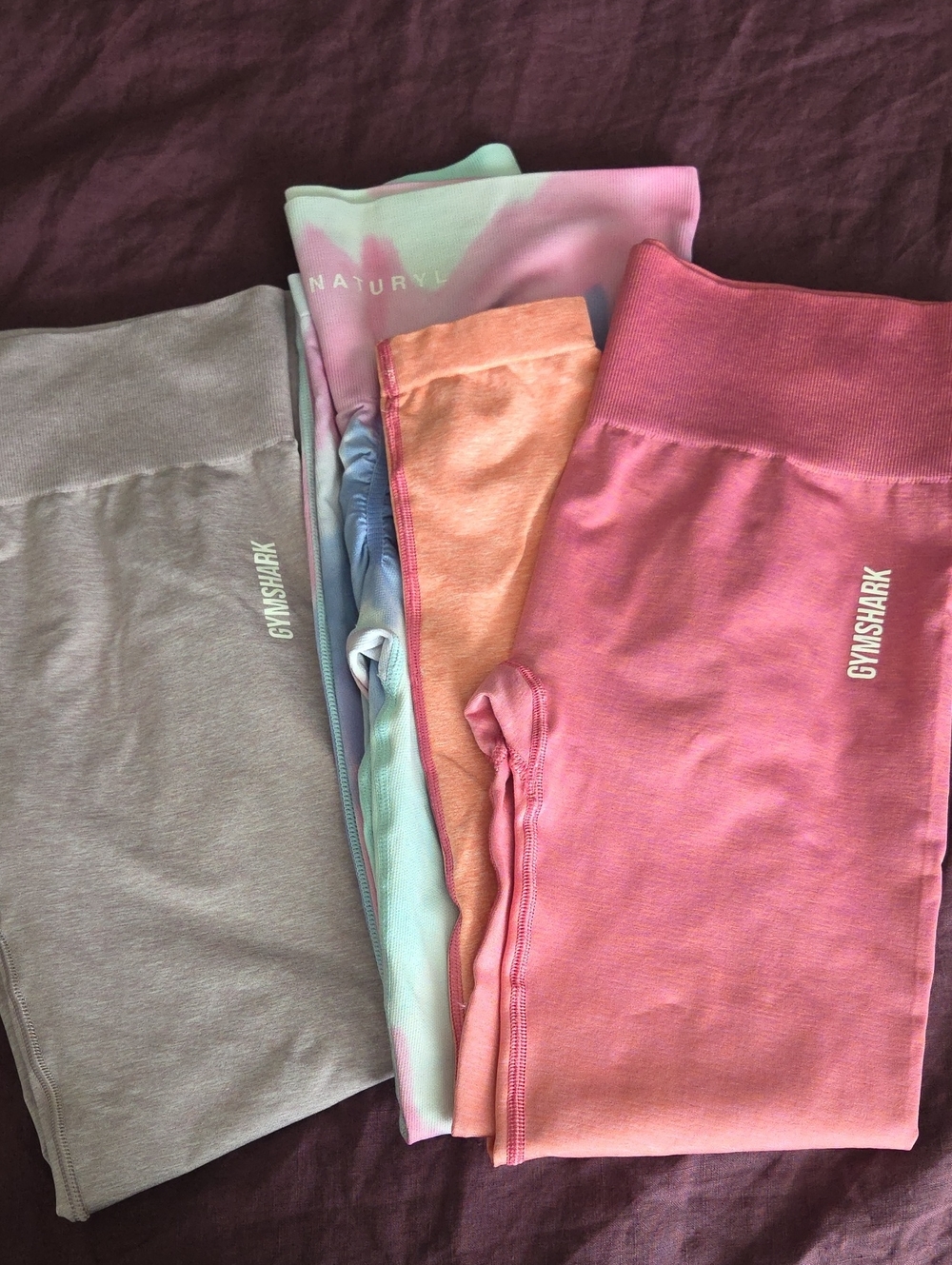 Gymshark Kids Seamless Leggings - Pink, Peach, Light Purple, Naturyl Tie-Dye